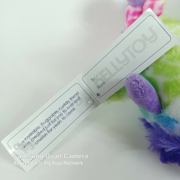 Kellytoy Giraffe 9.5" Rainbow Pink Green Purple/ Glitter Eyes Silky Soft Plushie - Picture 5 of 12